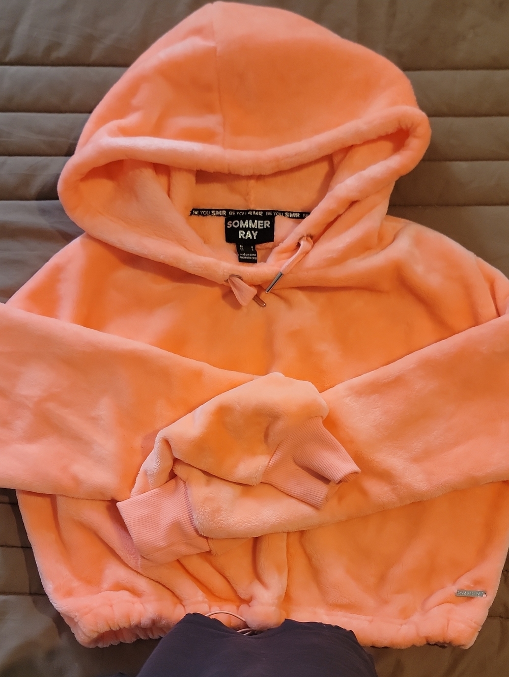 Sommer Ray Plush Hooded Jacket in Peach